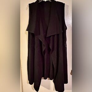 Cato Black Draped Open-Front Knit Cardigan